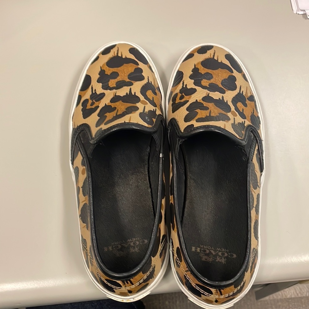 Cheetah printed leather sneaker by Coach